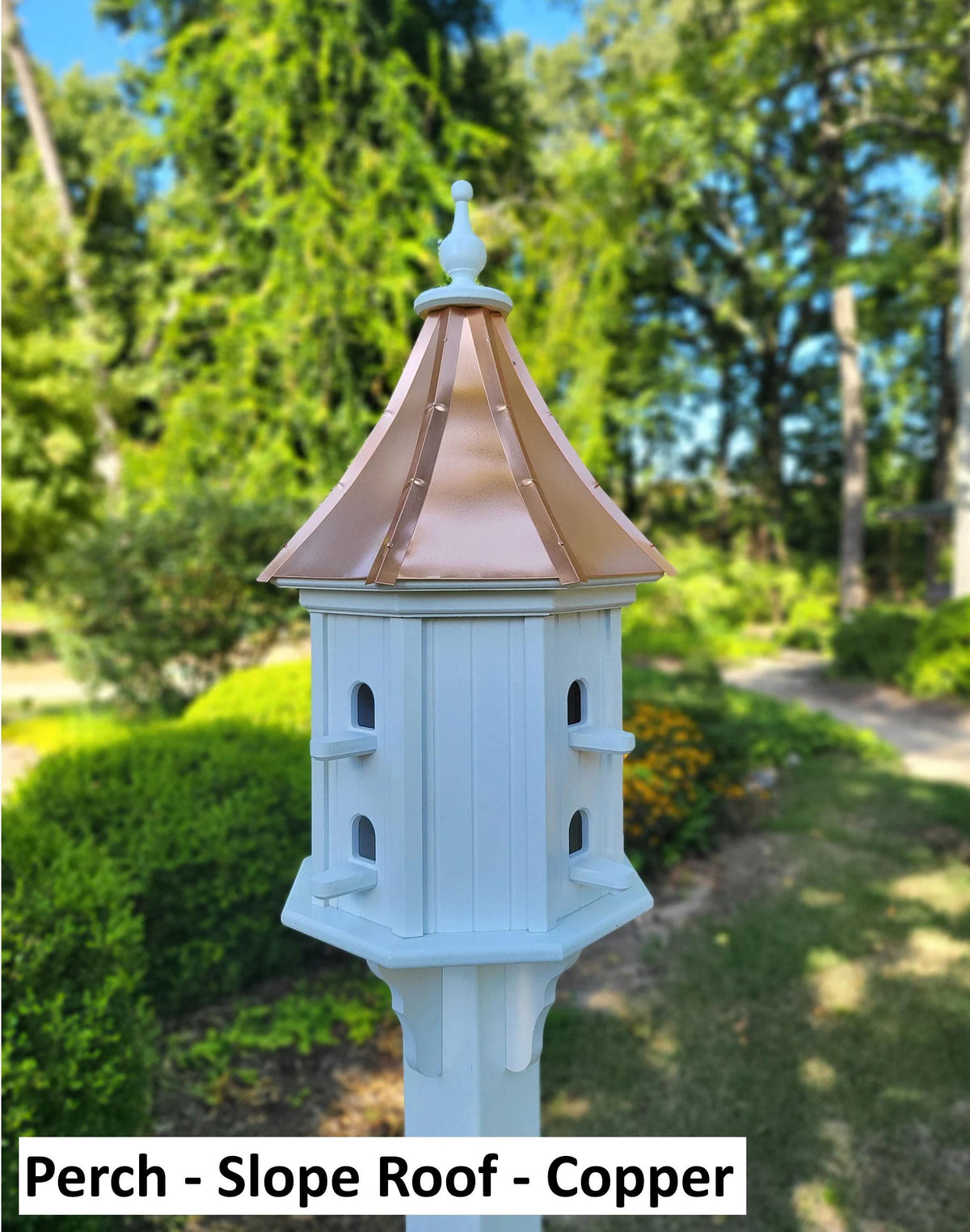 Extra Large Bird House With Copper Roof Handmade, Roof Styles, Octagon Shape, 8 Nesting Compartments, Copper, Patina, Guards/Perch Birdhouse