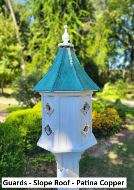 Extra Large Bird House With Copper Roof Handmade, Roof Styles, Octagon Shape, 8 Nesting Compartments, Copper, Patina, Guards/Perch Birdhouse