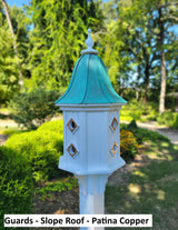Extra Large Bird House With Copper Roof Handmade, Roof Styles, Octagon Shape, 8 Nesting Compartments, Copper, Patina, Guards/Perch Birdhouse