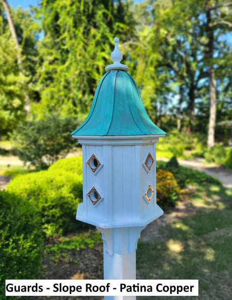 Extra Large Bird House With Copper Roof Handmade, Roof Styles, Octagon Shape, 8 Nesting Compartments, Copper, Patina, Guards/Perch Birdhouse
