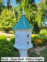 Extra Large Bird House With Copper Roof Handmade, Roof Styles, Octagon Shape, 8 Nesting Compartments, Copper, Patina, Guards/Perch Birdhouse
