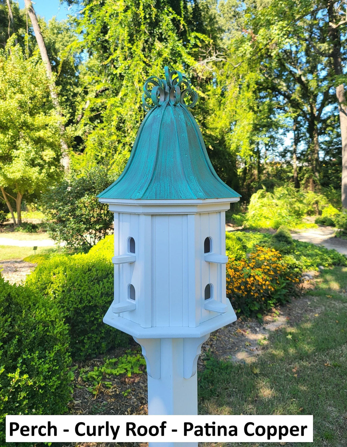 Extra Large Bird House With Copper Roof Handmade, Roof Styles, Octagon Shape, 8 Nesting Compartments, Copper, Patina, Guards/Perch Birdhouse