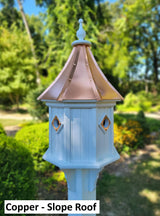 Birdhouse With Bell Copper Roof Handmade, Octagon Shape, Extra Large With 4 Nesting Compartments, Weather Resistant Birdhouses
