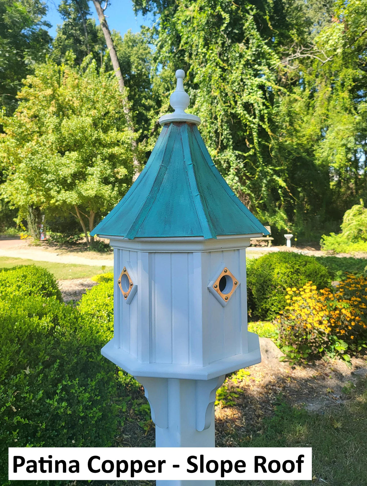 Birdhouse With Bell Copper Roof Handmade, Octagon Shape, Extra Large With 4 Nesting Compartments, Weather Resistant Birdhouses