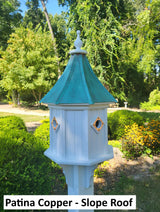 Birdhouse With Bell Copper Roof Handmade, Octagon Shape, Extra Large With 4 Nesting Compartments, Weather Resistant Birdhouses