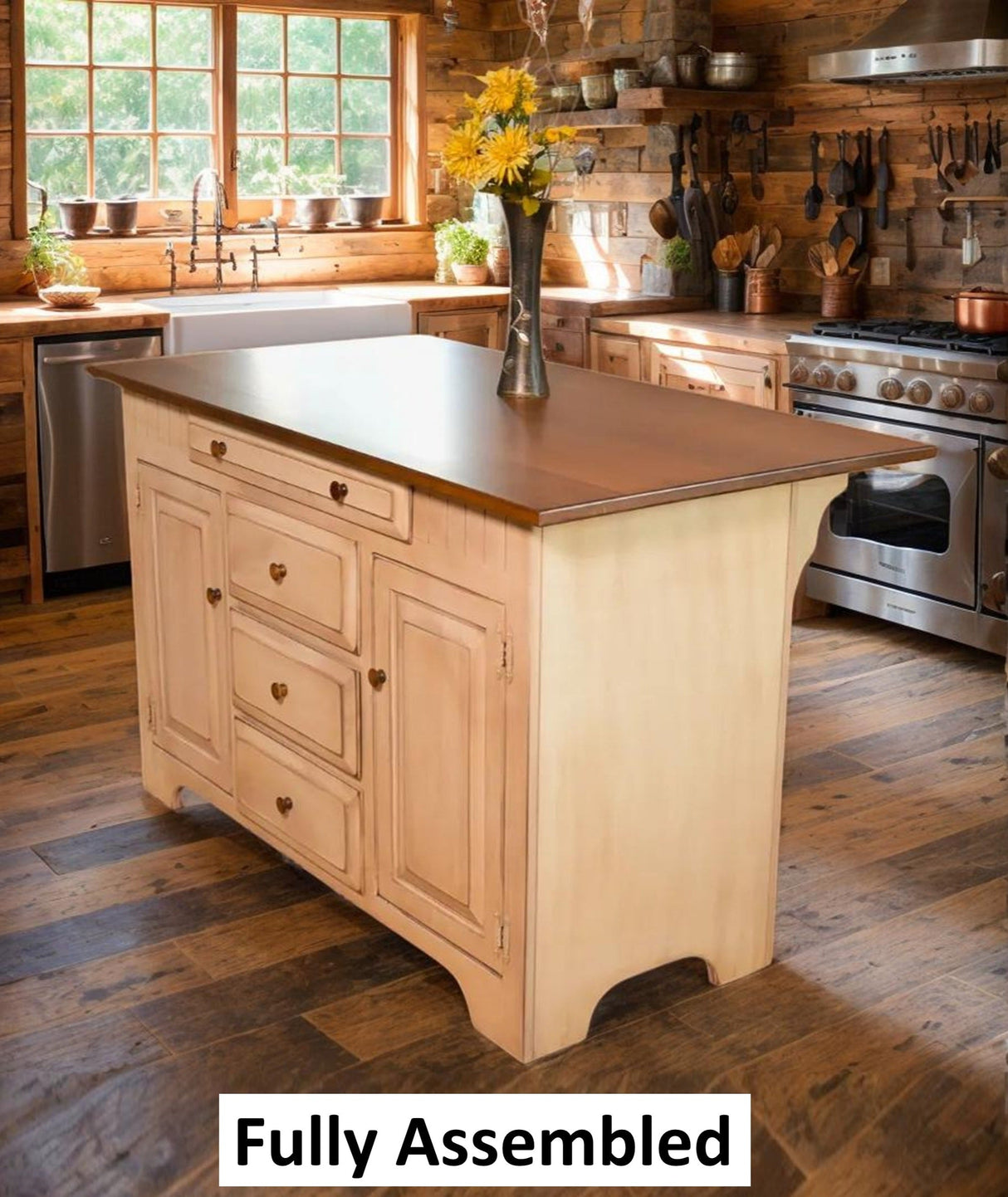 Kitchen Island - Amish Handmade - Multipurpose Cabinet - Primitive - Storage - Amish Furniture- Rustic- Case Goods - Home - Fully Assembled