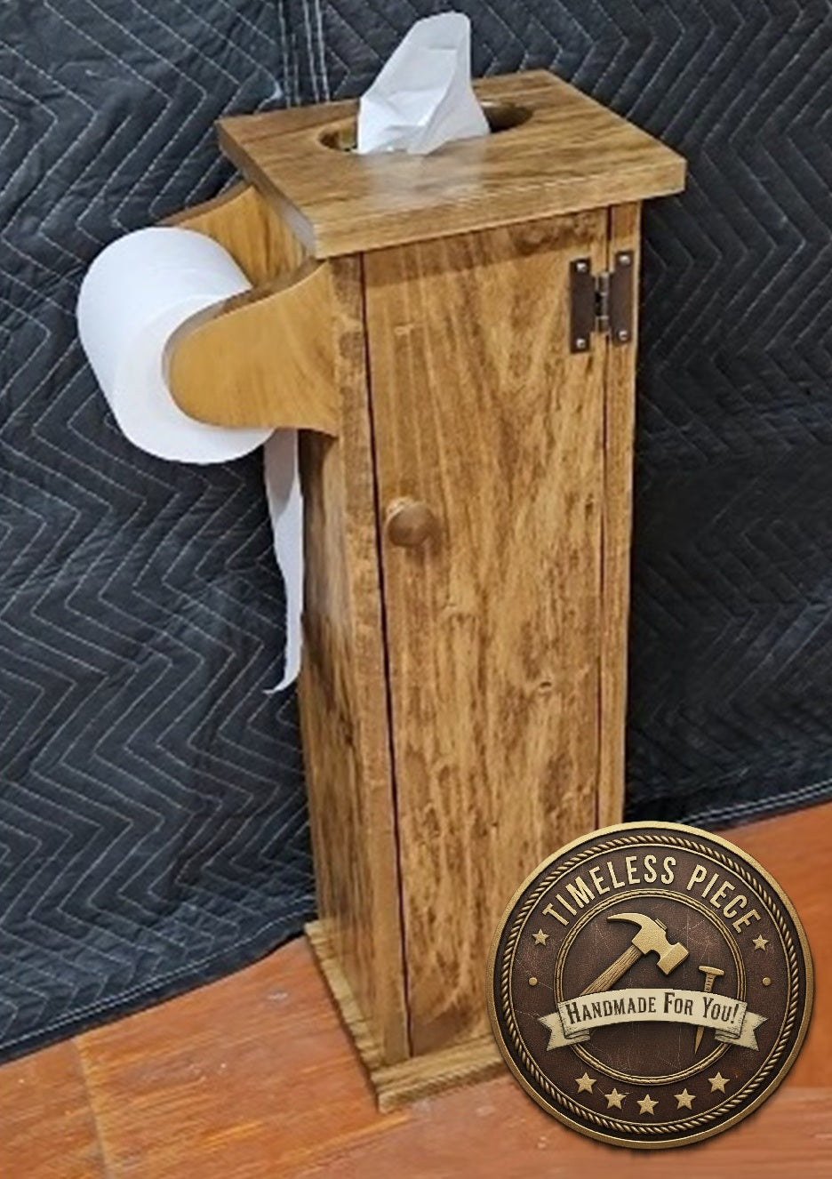Toilet Paper Holder - Amish Handmade - Toilet Storage - Wooden Cabinet - Roll Holder - Bathroom -  Free Standing - Tissue Paper Holder