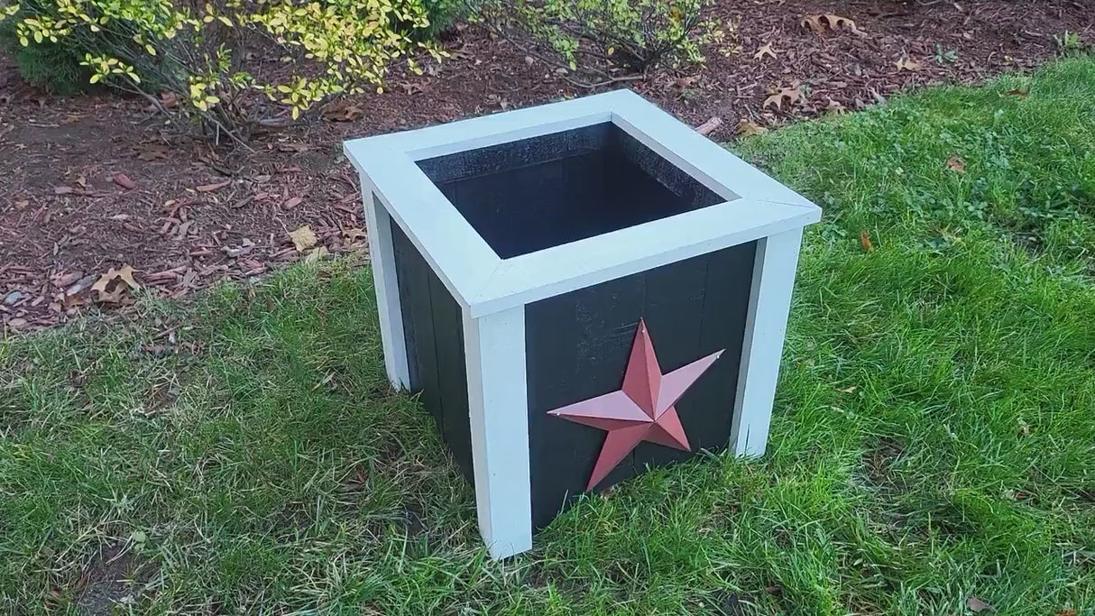 Garden Planter - Wood Planter Box - Square Patio Planter - Rustic Farmhouse Planter -Amish Handmade