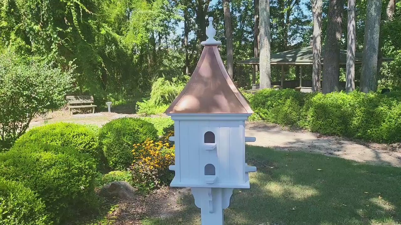 Copper Roof Bird House Handmade, Extra Large With 8 Nesting Compartments, Weather Resistant Birdhouses Outdoor