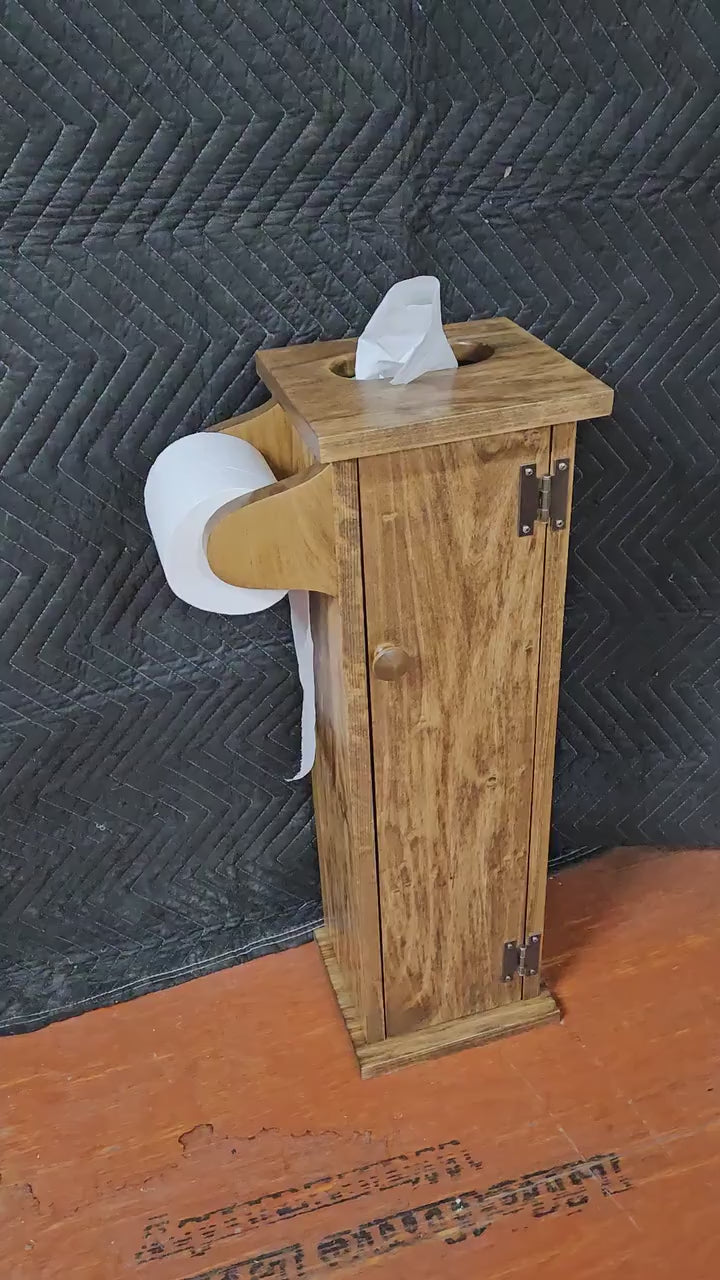 Toilet Paper Holder - Amish Handmade - Toilet Storage - Wooden Cabinet - Roll Holder - Bathroom -  Free Standing - Tissue Paper Holder