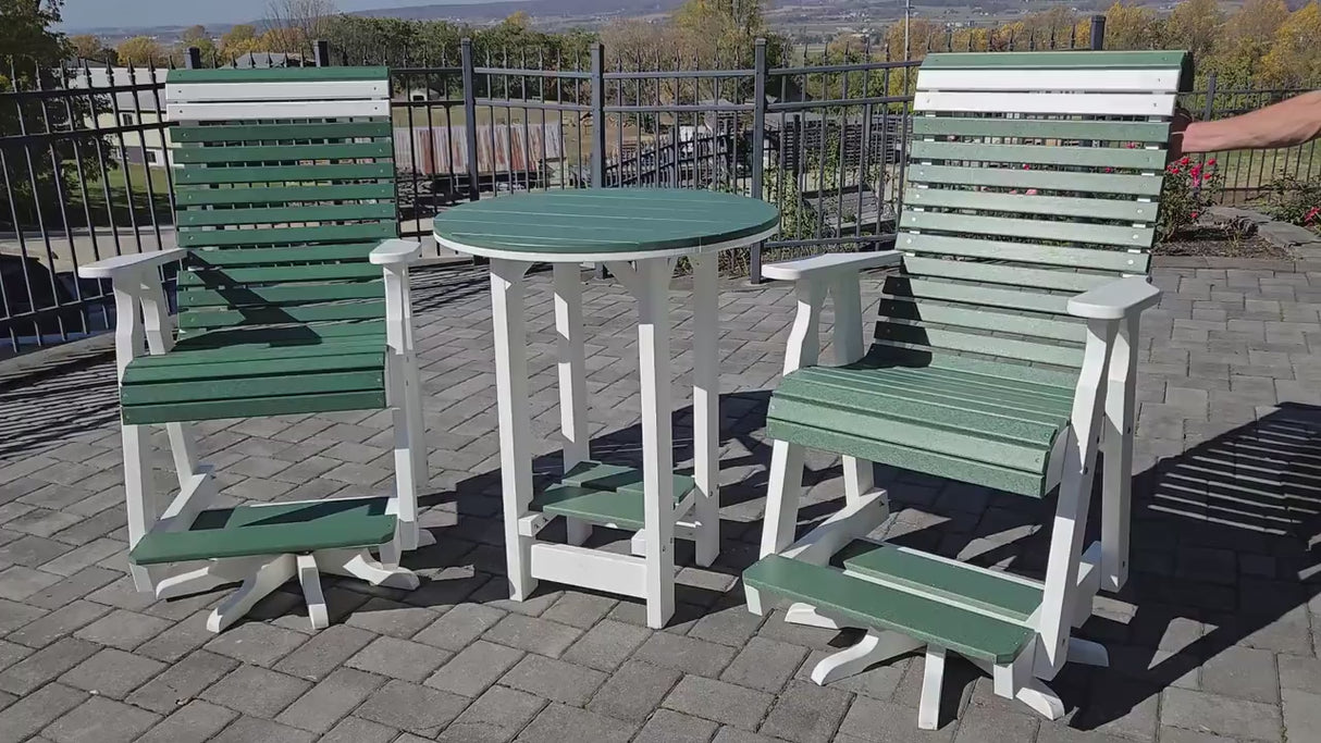 Amish Handmade Patio Set - 2 Swivel Chairs and Table - Adirondack - Backyard - Outdoor Dining Table Set - Amish Chair Set - Furniture Set