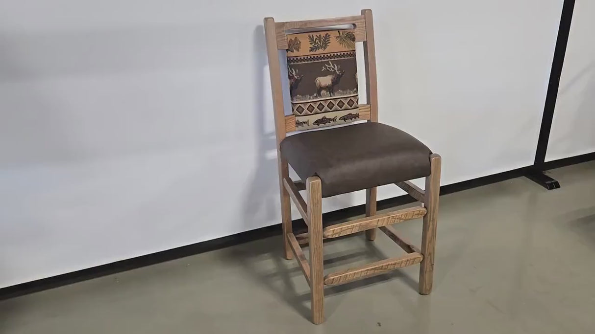 Amish Handmade 2 Barstool Chairs - Furniture - Primitive - Upholstered - Cushion - Vintage - Backrest - Chair Set - Furniture - Living Room