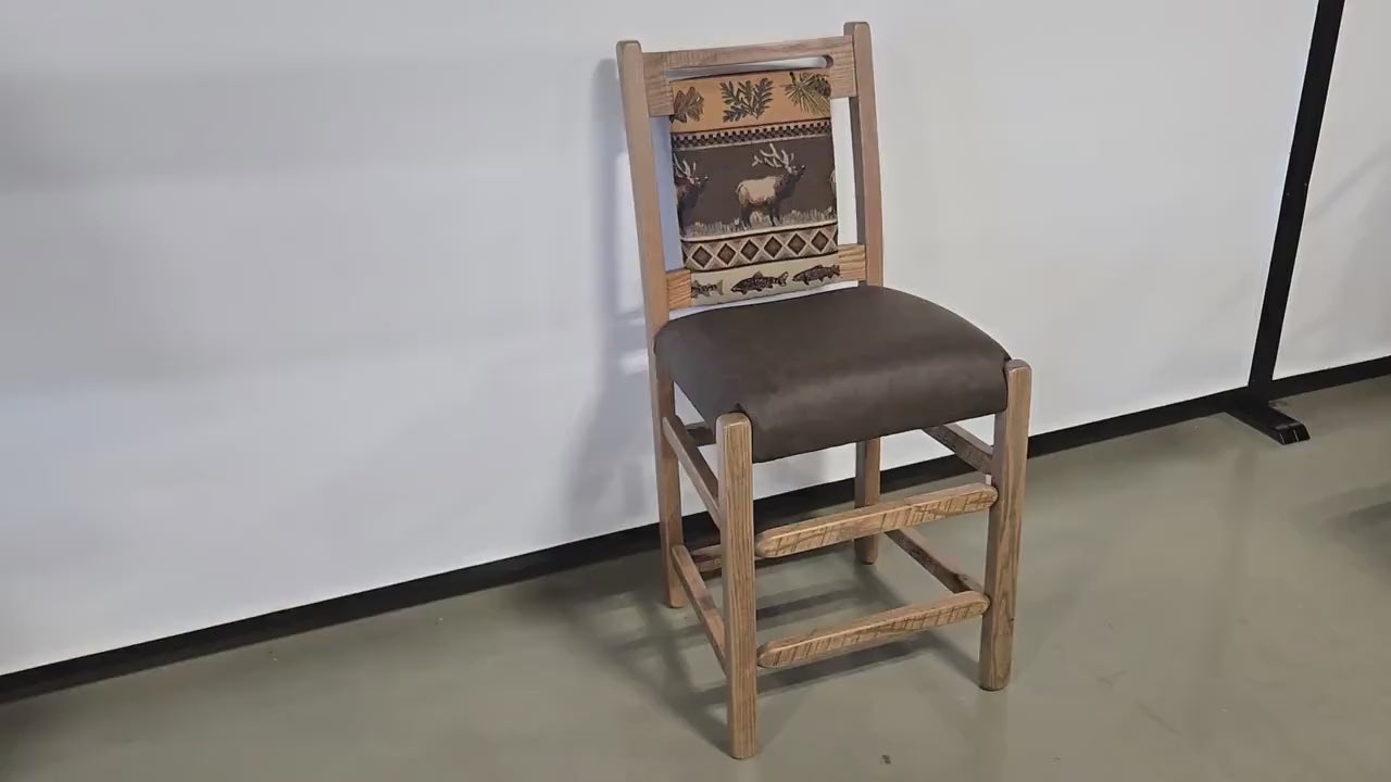 Amish Handmade 2 Barstool Chairs - Furniture - Primitive - Upholstered - Cushion - Vintage - Backrest - Chair Set - Furniture - Living Room