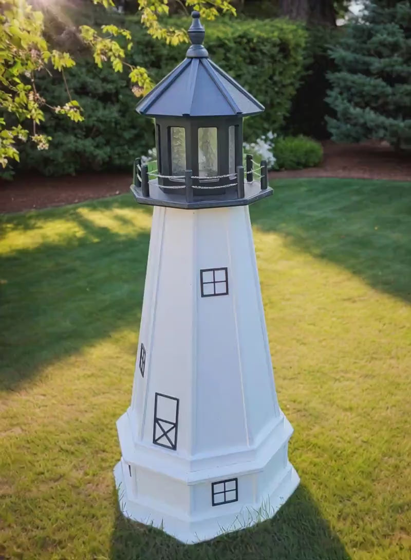 Lighthouse Decor Yard Garden Decoration Outdoor Landscape Cape Cod Solar Amish Made Landmark Replica Outdoor Lighthouse Backyard Ornament
