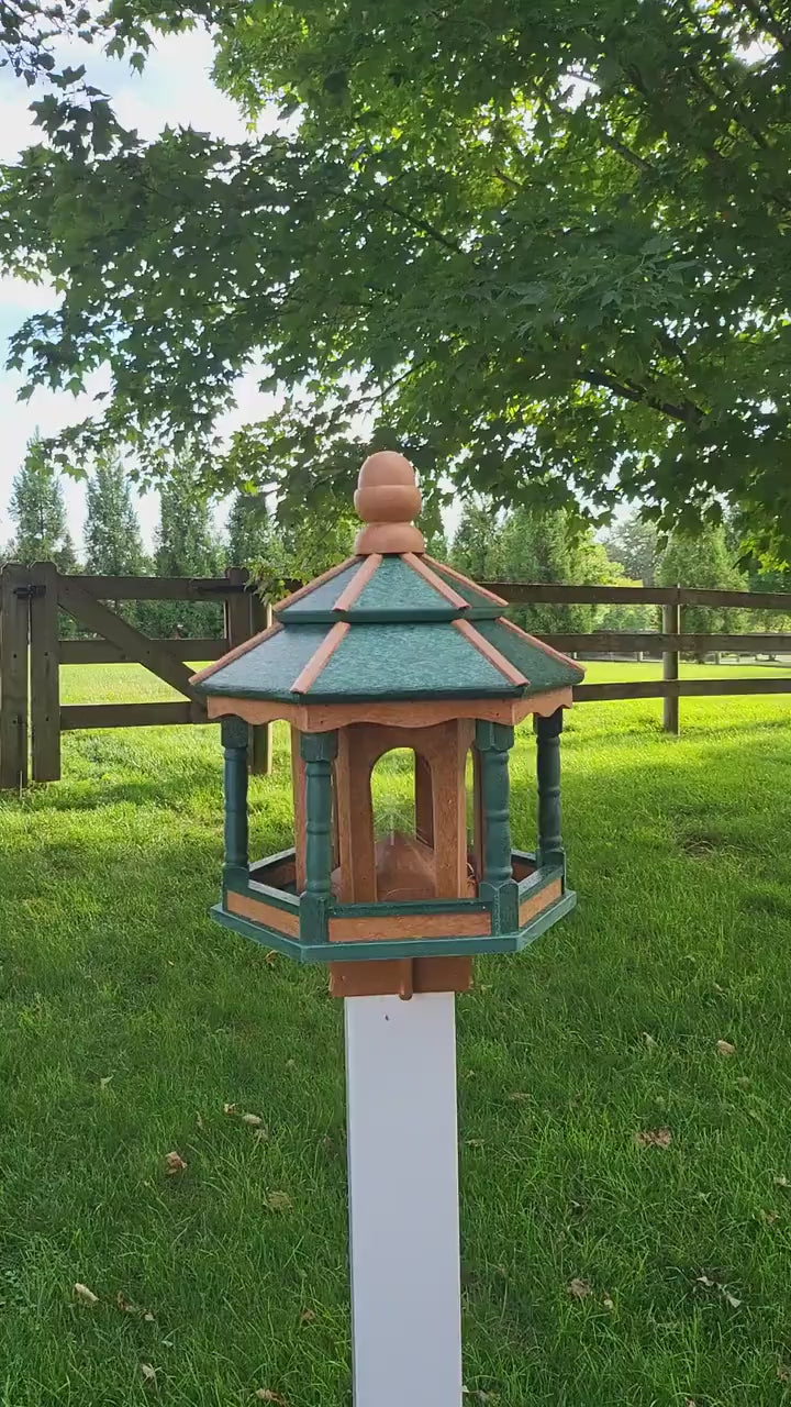 Gazebo Bird Feeder - Amish Handmade - Poly Lumber Weather Resistant - Large Feeding Opening - Medium/Large - Bird Feeder For Outdoors