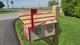 Amish Mailbox - Handmade -  Wooden - Beige - Barn Style - With a Tall Prominent Sturdy Flag - With Cedar Shake Shingles Roof