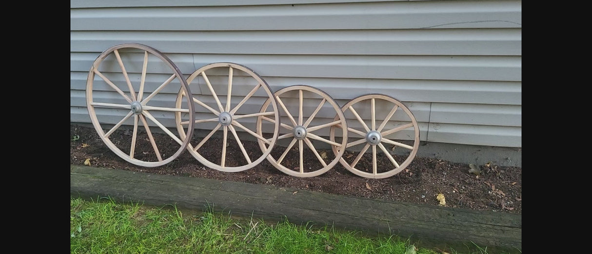 Wooden Wagon Wheels - Buggy Wheels - Wooden Cart Wheels - Aluminum Hub - Amish Handmade - Country Decor- Primitive