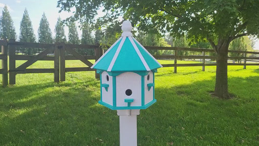 Amish Made Gazebo Birdhouse in Multiple Colors, Large 6 Holes Poly Lumber With 6 Nesting Compartments