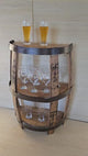 Barrel Wine Cabinet - End Table - Amish Handmade - Liquor Cabinet - Glass Holder - Pantry Whiskey Barrel - Display - Vintage - Glass Rack