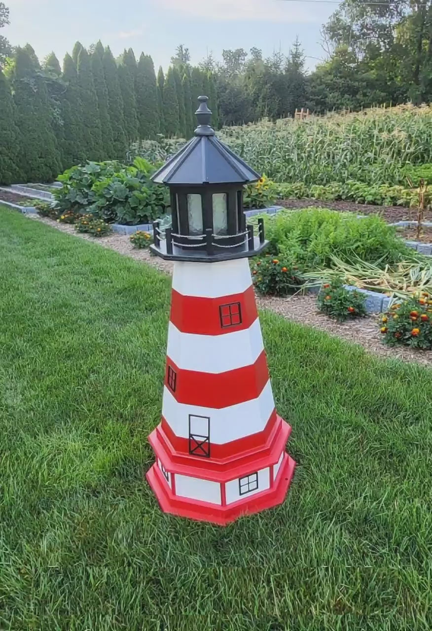 Assateague Solar Lighthouse - Amish Handmade - Landmark Replica - Lawn Lighthouse