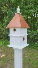 <video controls muted>Load and play video in Gallery viewer, Bird House - 4 Nesting Compartments - 2 story - Handmade - Metal Predator Guards - Weather Resistant - Birdhouse Outdoor </video>