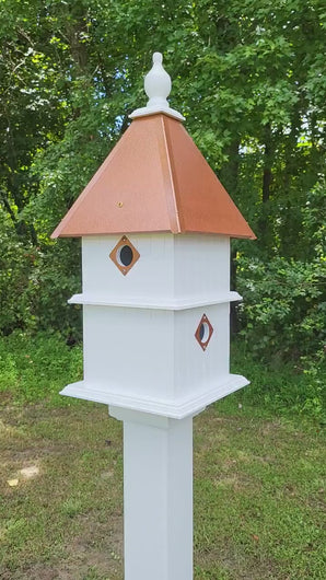 Bird House - 4 Nesting Compartments - 2 story - Handmade - Metal Predator Guards - Weather Resistant - Birdhouse Outdoor