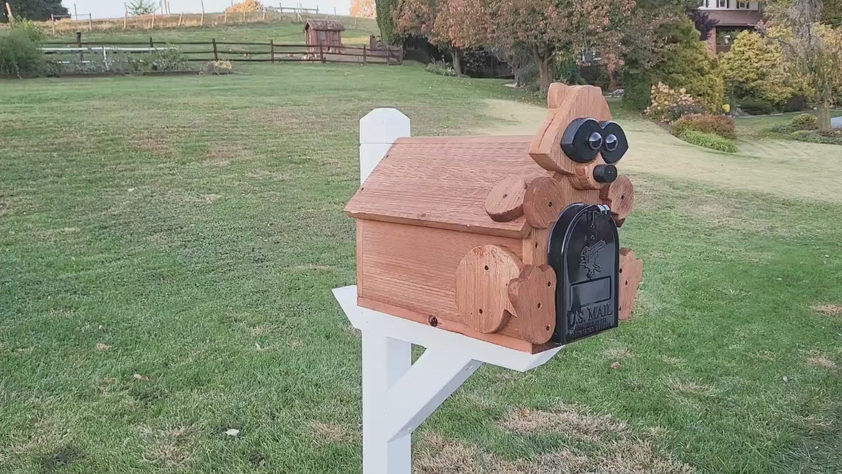 Pine Amish Mailbox Raccoon Design With Metal Insert USPS Approved Mailbox Outdoor