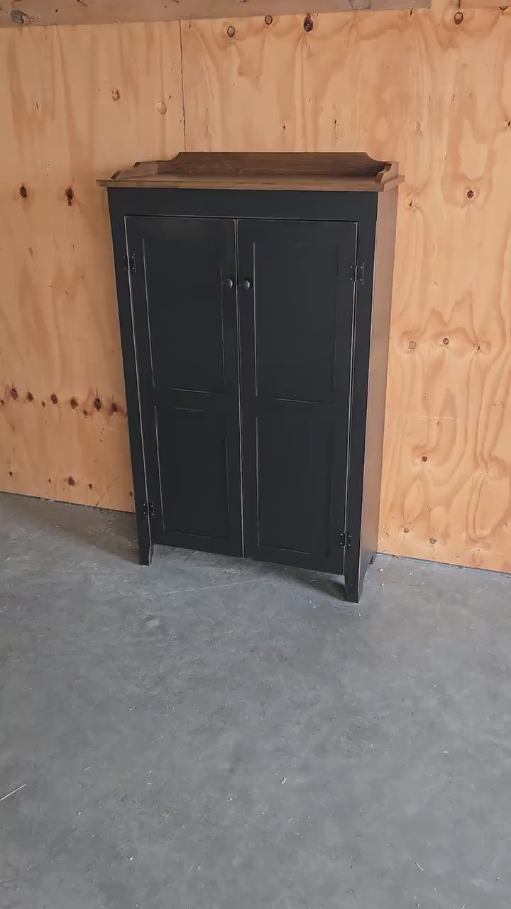 Amish Handmade Pine Cabinet: Rustic Bordered Countertop, Farmhouse Furniture