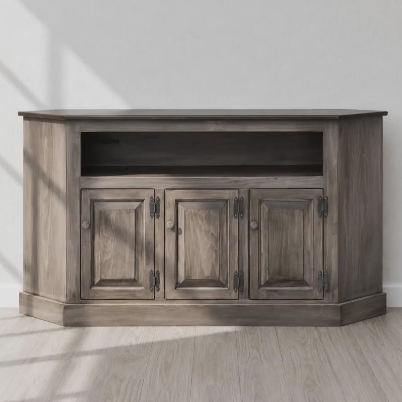 Amish Handmade TV Stand - 3 Door Cabinet - Primitive - Storage - TV Cabinet - Home - Multipurpose Cabinet - Rustic - Open Shelf TV Console