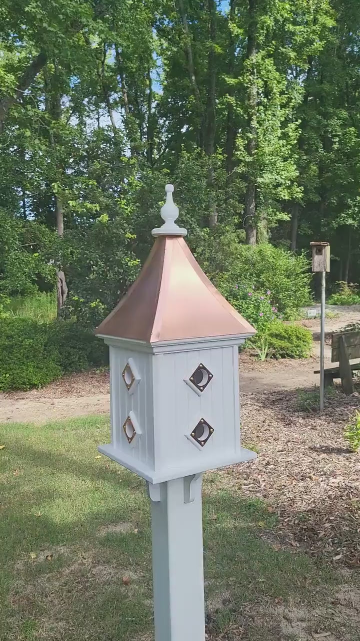 Large Copper Roof Bird House, Amish Handmade, 8 Nesting Compartments, Weather Resistant Birdhouse, Bird Lovers