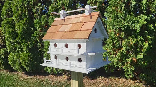 Purple Martin - White - Bird House - Amish Handmade - 14 Nesting Compartments - Weather Resistant - Birdhouse outdoor