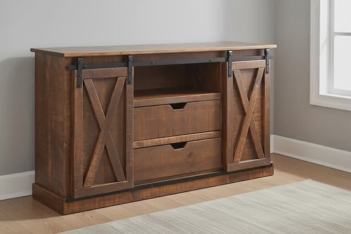Amish Handmade TV Stand - 2 Door Cabinet - Primitive - Barnhouse TV Cabinet - Multipurpose Cabinet - Rustic Sliding Doors TV Console Drawers