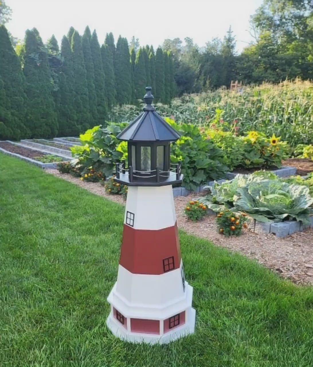 Montauk Lighthouse - Solar - Amish Made - Landmark Replica - Backyard Decor