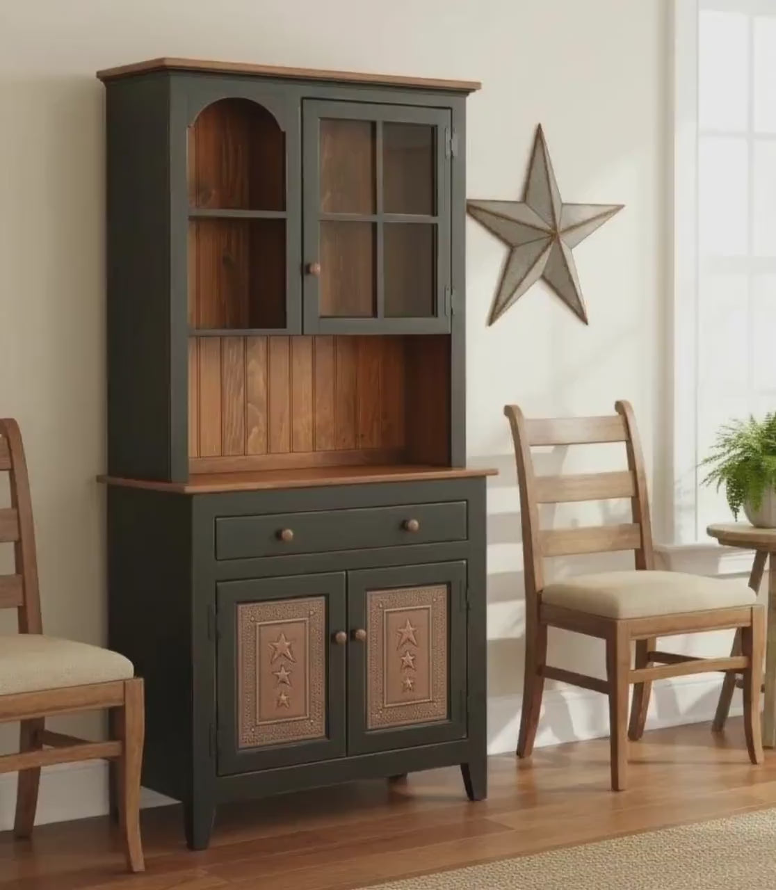 Amish Handmade Multipurpose Cabinet - Glass Cabinet - Large Cabinet - Farmhouse - Organizer - Storage - Rustic - Case Goods - Home Decor