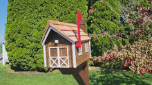 <video controls muted>Load and play video in Gallery viewer, Amish Chestnut Mailbox - Handmade - Barn Style - Wooden - With a Tall Prominent Sturdy Flag - With Cedar Shake Shingles Roof </video>