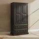 Amish Handmade Wardrobe Cabinet - Large Cabinet with Hanging Rod - Multipurpose Cabinet - With Drawers - Rustic Farmhouse Storage Home Decor
