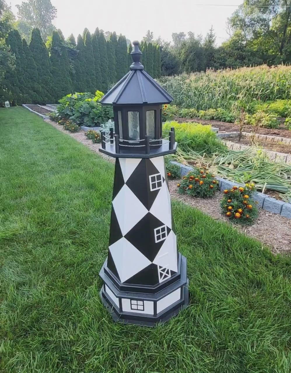 Cape Lookout Lighthouse - Solar - Amish Made - Landmark Replica - Backyard Decor