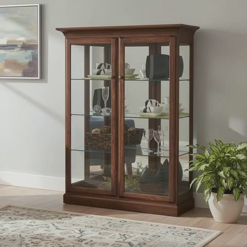 Amish Handmade Glass Cabinet - Glass Display Cabinet - Tall Curio Cabinet - China Display -Modern Home Decor - Multipurpose Cabinet - Rustic