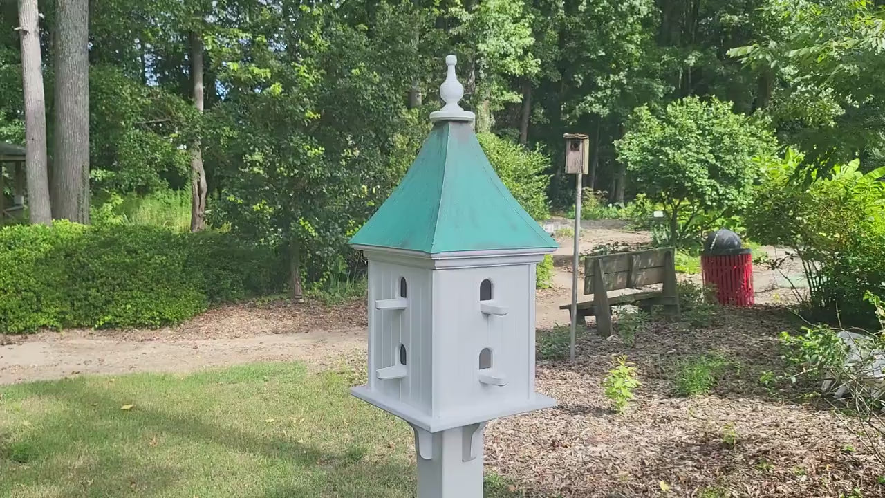 Patina Copper Roof Birdhouse Handmade Large With 8 Nesting Compartments Weather Resistant Birdhouses Outdoor