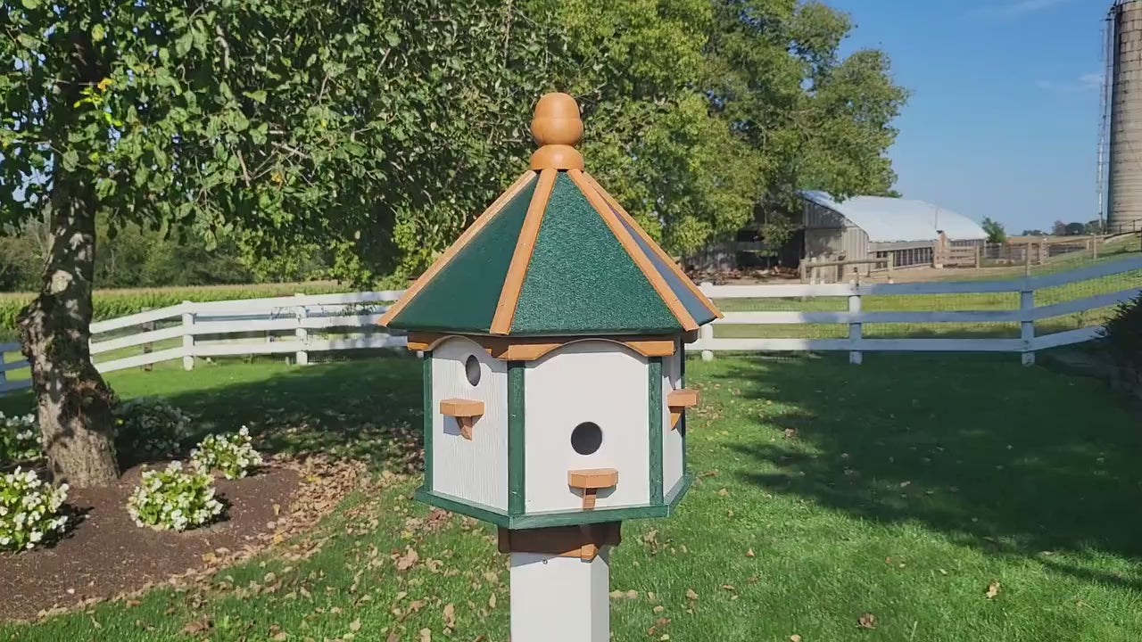 Gazebo Birdhouse, Amish Handmade, Poly, With 6 Nesting Compartments - Birdhouse Outdoor Decor