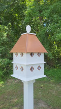 <video controls muted>Load and play video in Gallery viewer, Birdhouse Handmade Choose Roof Color Vinyl PVC Bird house With 8 Nesting Compartments and Metal Predator Guards, Weather Resistant </video>