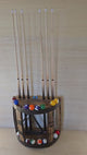 Whiskey Barrel Cue Rack - Bourbon - Billiards - Amish Handmade - Pool Cue Table - Pantry - Whiskey Barrel - Display - Vintage - Pool - Stave