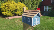 <video controls muted>Load and play video in Gallery viewer, Amish Mailbox - Handmade - Barn Style - Wooden - Tall Prominent Sturdy Flag - With Cedar Shake Shingles Roof - Amish Outdoor Mailbox </video>