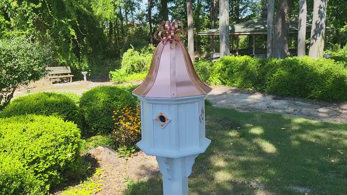 Curly Copper Bell Copper Roof Bird House , 4 Nesting Compartments, Extra Large Weather Resistant Birdhouse