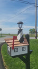 Amish Mailbox - Handmade - With Solar Lighthouse - Wooden - With Cedar Shake Shingles Roof - Color Options