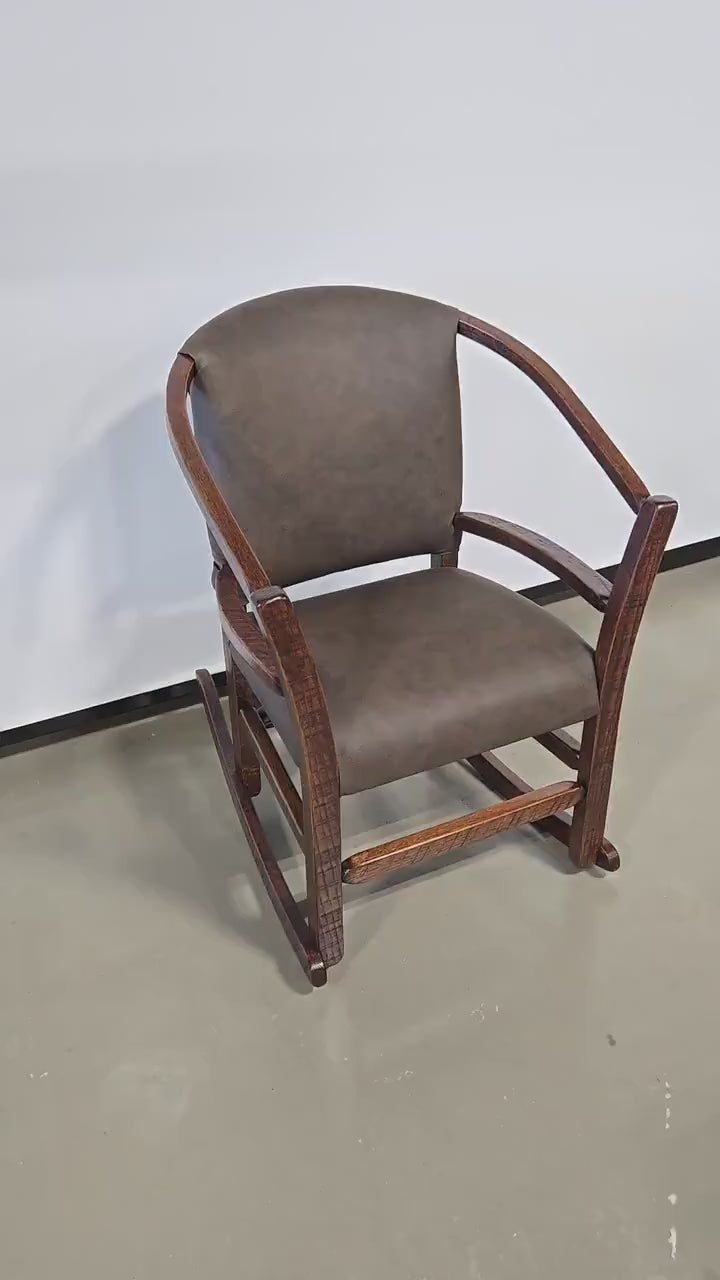 Amish Handmade 2 Rocking Chairs - Furniture - Bozeman Style Walnut Chair- Upholstered - Cushion - Vintage - Backrest - Chair Set - Furniture