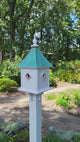 Patina Copper Birdhouse With Copper Predator Guards, With 4 Nesting Compartments Weather Resistant, Birdhouse Outdoor