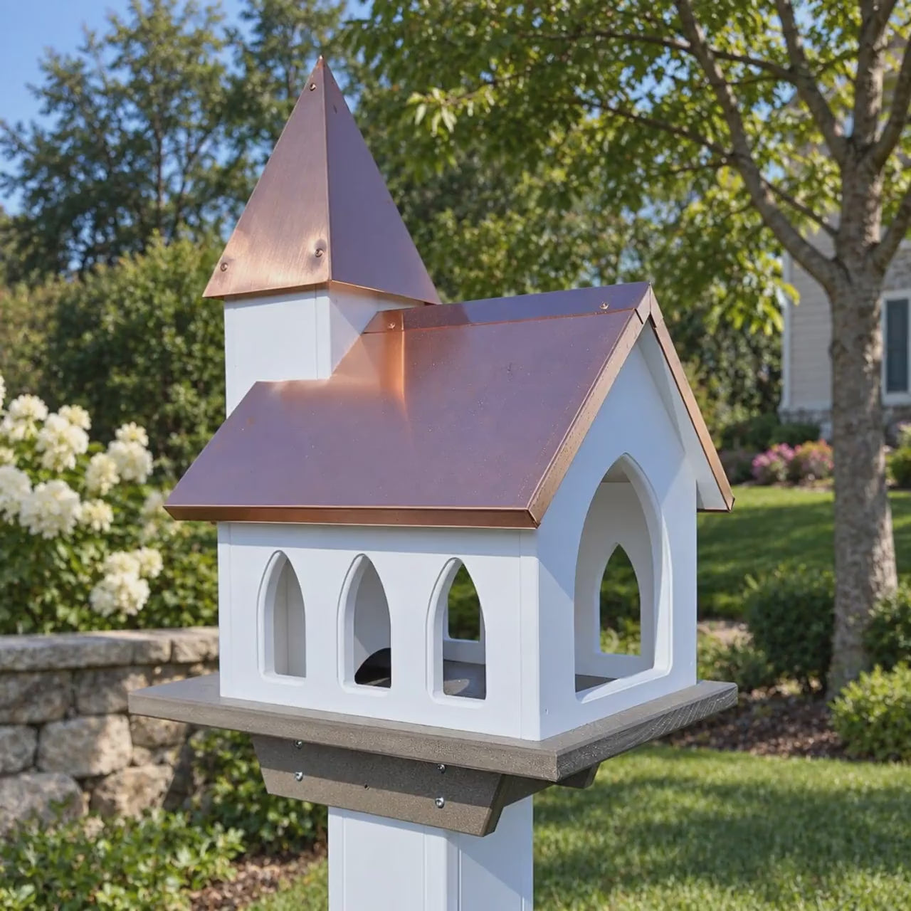 Chapel Bird Feeder, Amish Handmade, Copper Roof, Bird Lovers, Bird Watch, Patina Finish , Outdoor Decor, Backyard, Home Decor