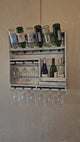 Rustic Wine Shelf - Wall Mounted -  Amish Handmade Wine Holder - Wine Display With Glass Holder - Gifts - Bar Rack- Wooden Bottle Holder