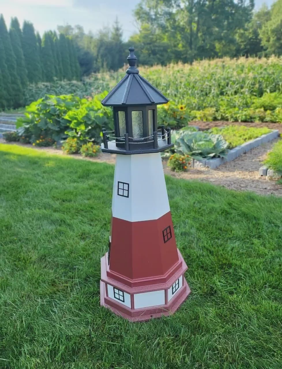 Vermilion Lighthouse - Solar - Amish Made - Landmark Replica - Backyard Decor